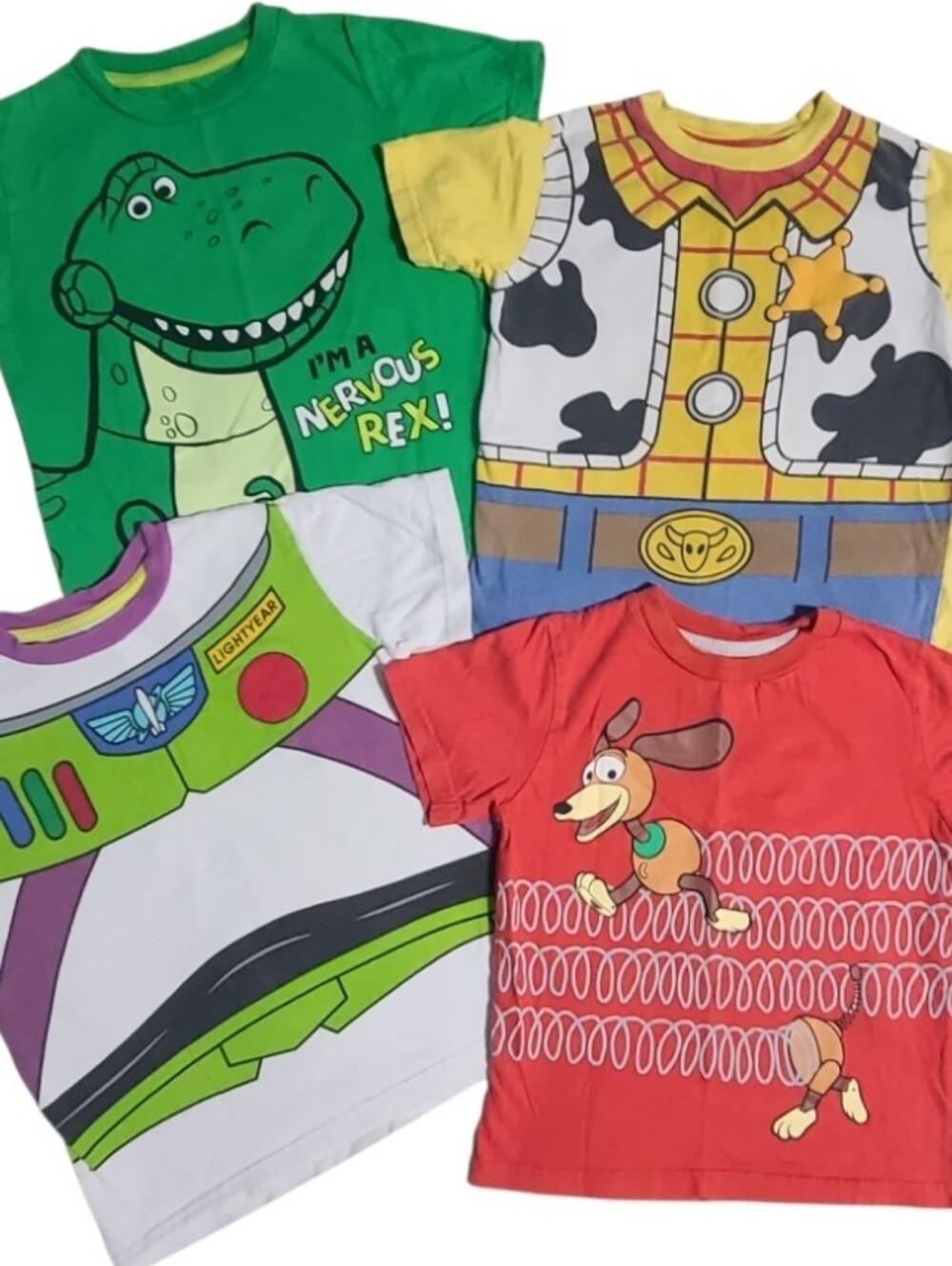 Disney Pixar Toy Story Boys Graphic Tee Shirt Lot Woody Buzz Rex Slinky Size 6 7